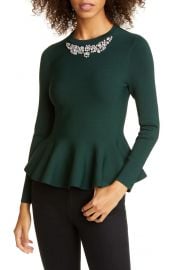 Ted Baker London Embellished Peplum Sweater Nordstrom at Nordstrom